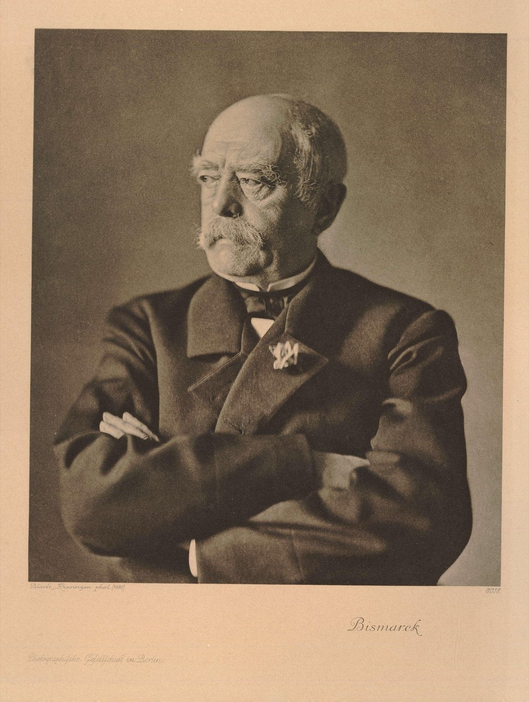 Portrait photograph of Otto von Bismarck, who created the first national social insurance