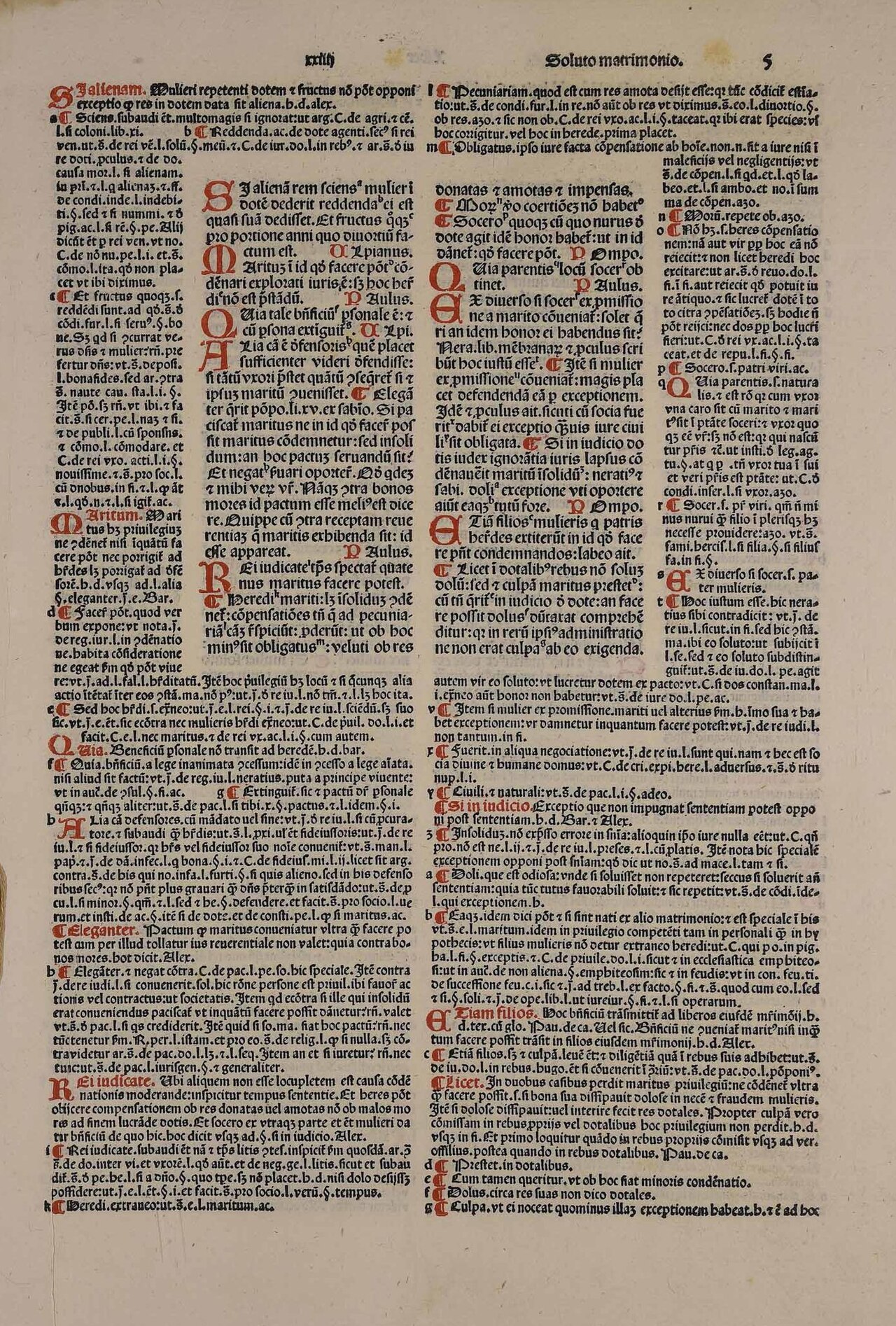 A page of the Corpus iuris civilis, its central text ringed by dense commentary